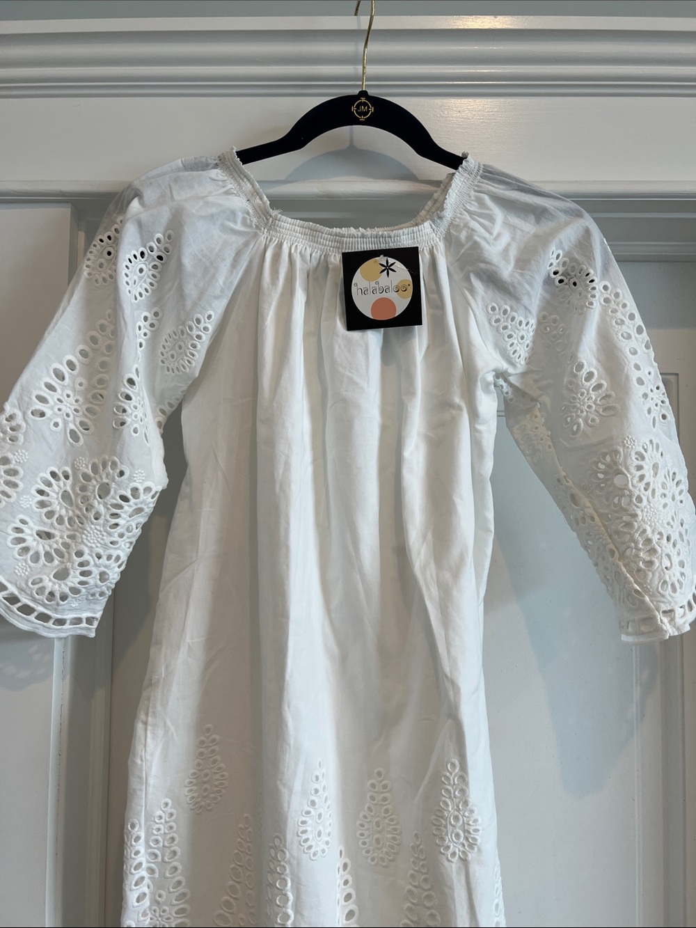 Halabaloo White Eyelet Tunic Dress lined